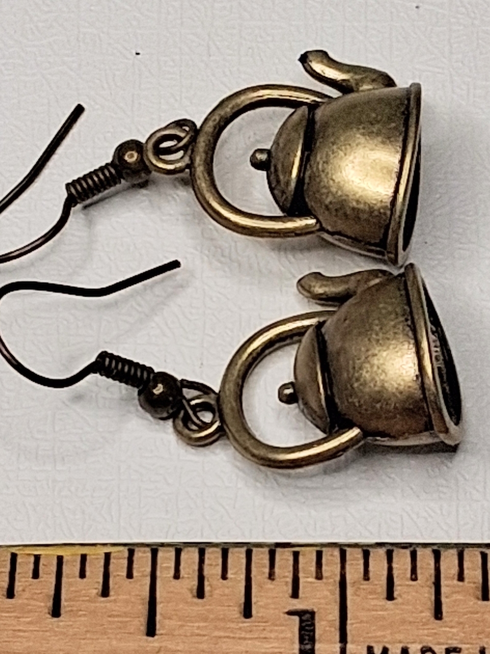Antique Brass Teapot Dangle Earrings - Women Jewelry - Picture 5 of 5